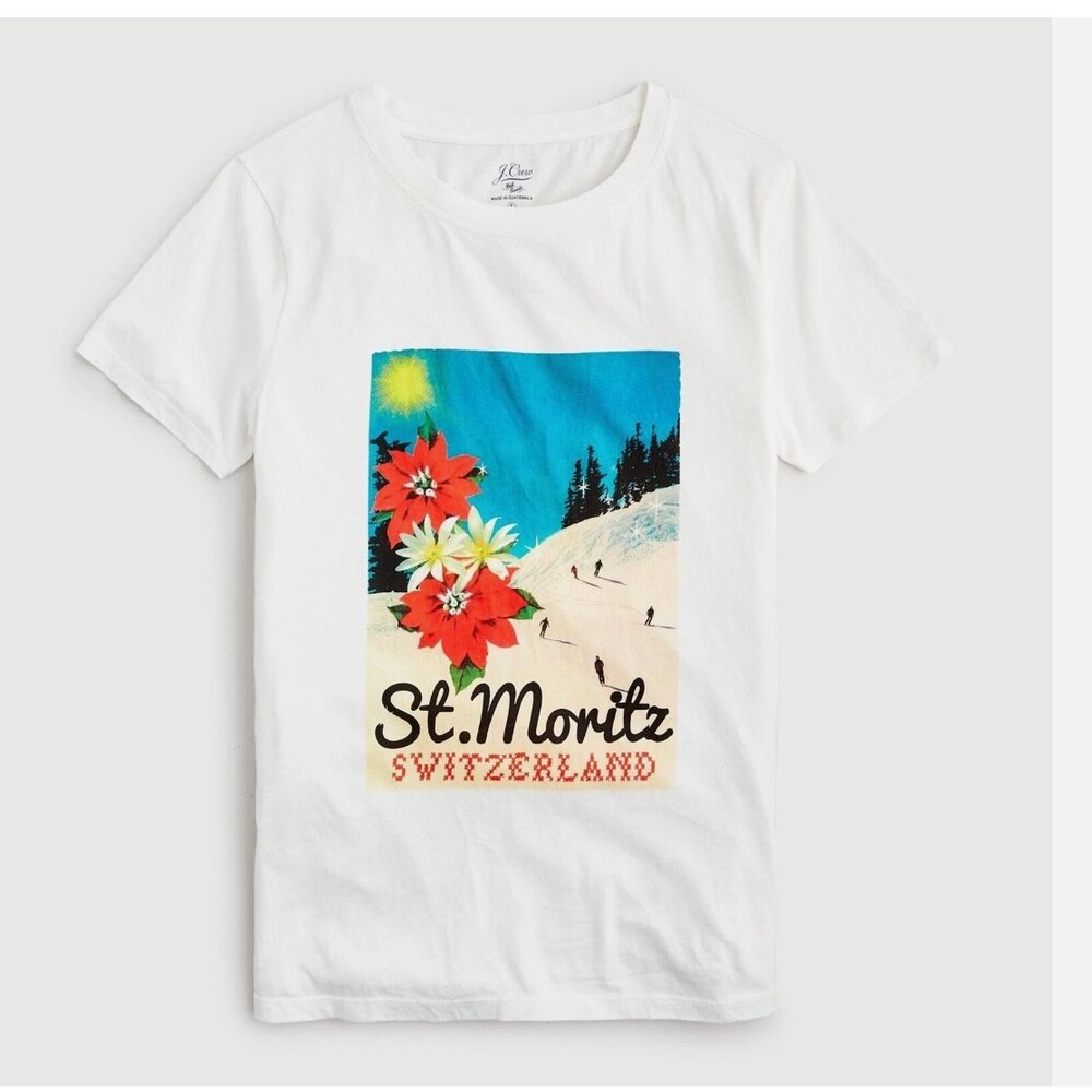 J. Crew "St. Moritz" Graphic Cotton Tee T-shirt Top Sz. S